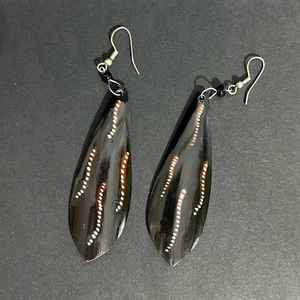 Painted wood earrings from Ghana